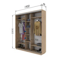 Шкаф-купе трехдверный 1900х450х2200