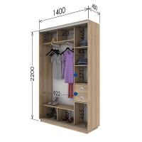 Шафа-купе з двома дверима 1400х450х2200