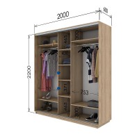 Шкаф-купе трехдверный 2000х600х2200
