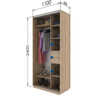Шафа-купе з двома дверима 1100х600х2400