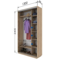 Шафа-купе з двома дверима 1300х450х2400
