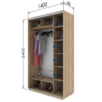 Шафа-купе з двома дверима 1400х600х2400