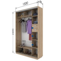 Шкаф-купе двухдверный 1500х450х2400