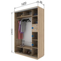 Шафа-купе з двома дверима 1600х600х2400