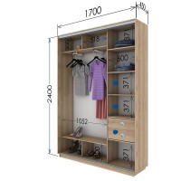 Шкаф-купе двухдверный 1700х450х2400