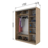 Шкаф-купе двухдверный  1700х600х2200