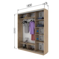 Шафа-купе з двома дверима 1800х450х2200