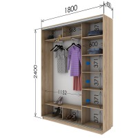 Шафа-купе з двома дверима 1800х450х2400