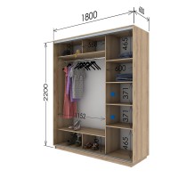 Шкаф-купе двухдверный 1800х600х2200