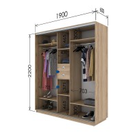 Шафа-купе з трьома дверима від фабрики Гарант 1900х600х2200