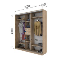 Шафа-купе з трьома дверима 2000х450х2200