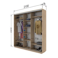 Шафа-купе з трьома дверима 2100х450х2200