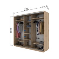 Шкаф-купе трехдверный  2200х600х2200