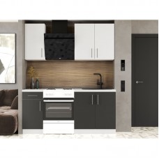 Кухня модульна Еверест Оптіма набір №1 Німфея альба+Антрацит 1,8 м (без стільниці) (DTM-5692)