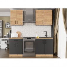 Кухня модульна Еверест Оптіма набір №2 Дуб крафт золотий+Антрацит 2 м (без стільниці) (DTM-5695)
