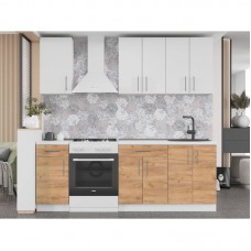 Кухня модульна Еверест Оптіма набір №4 Німфея альба+Дуб крафт золотий 2,2 м (без стільниці) (DTM-5706)