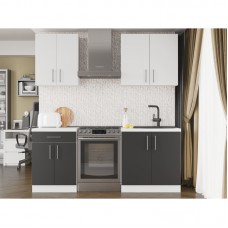 Кухня модульна Еверест Оптіма набір №2 Німфея альба+Антрацит 2 м (без стільниці) (DTM-5697)
