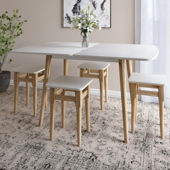 Деревянный раскладной обеденный стол LION Маями-3 Бетон Style 90х60/90х120 (LION-041263)