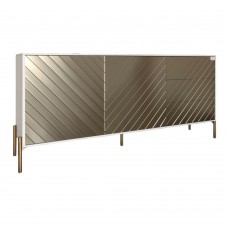 Комод с золотыми металлическими ножками LION Амарант 168x40x76,5 см Бетон Style/Перламутровый металлик (RAL-7048) 1680x400x765 мм (LION-041972)