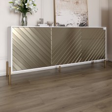Комод с золотыми металлическими ножками LION Амарант 168x40x76,5 см Нимфея Альба (белый)/Перламутровый металлик (RAL-7048) 1680x400x765 мм (LION-041973)