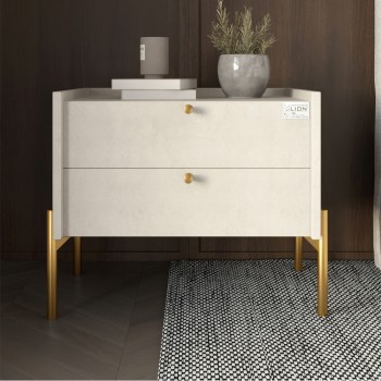 Тумба прикроватная LION Wood с двумя ящиками Бетон style (золотые ножки) (LION-041338) Тумба прикроватная LION Wood с двумя ящиками Бетон style (золотые ножки) (LION-041338)