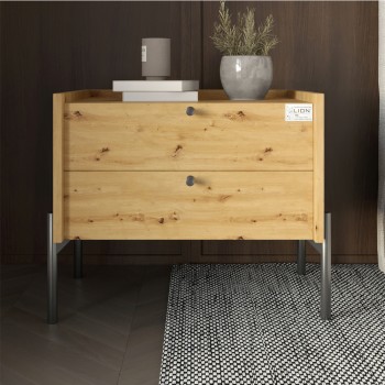 Тумба прикроватная LION Wood с двумя ящиками Дуб Артизан (черные ножки) (LION-041348) Тумба прикроватная LION Wood с двумя ящиками Дуб Артизан (черные ножки) (LION-041348)