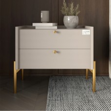 Тумба прикроватная LION Wood с двумя ящиками Кашемир (золотые ножки) (LION-041355) ТОП