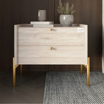 Тумба прикроватная LION Wood с двумя ящиками Самоа Дымчатый (золотые ножки) (LION-041344) Тумба прикроватная LION Wood с двумя ящиками Самоа Дымчатый (золотые ножки) (LION-041344)