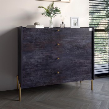 Комод с 4 ящиками LION Wood с золотыми ножками 100х90х45 см Бетон темный (LION-042960) Комод с 4 ящиками LION Wood с золотыми ножками 100х90х45 см Бетон темный (LION-042960)