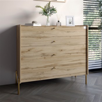 Комод с 4 ящиками LION Wood с золотыми ножками 100х90х45 см Дуб Аппалачи (LION-042963) Комод с 4 ящиками LION Wood с золотыми ножками 100х90х45 см Дуб Аппалачи (LION-042963)