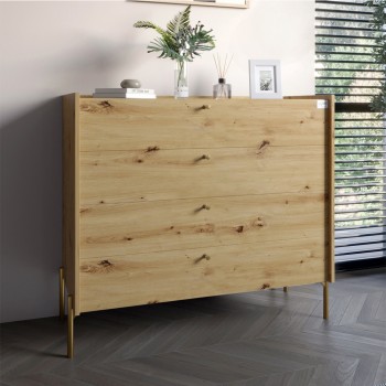 Комод с 4 ящиками LION Wood с золотыми ножками 100х90х45 см Дуб Артизан (LION-042964) Комод с 4 ящиками LION Wood с золотыми ножками 100х90х45 см Дуб Артизан (LION-042964)