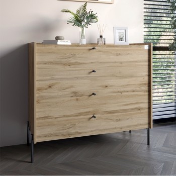 Комод с 4 ящиками LION Wood с черными ножками 100х90х45 см Дуб Аппалачи (LION-042977) Комод с 4 ящиками LION Wood с черными ножками 100х90х45 см Дуб Аппалачи (LION-042977)