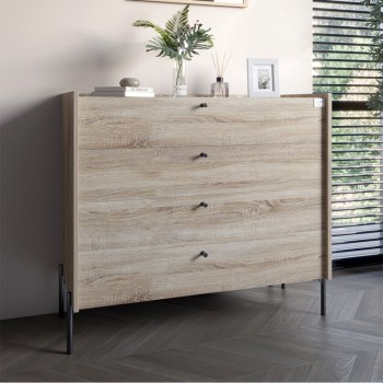 Комод с 4 ящиками LION Wood с черными ножками 100х90х45 см Дуб Сонома (LION-042980) Комод с 4 ящиками LION Wood с черными ножками 100х90х45 см Дуб Сонома (LION-042980)