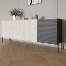 Комод на золотых металлических ножках LION Грей 204x38x76,5 см Самоа Дымчатый/Асфальт (LION-042679)