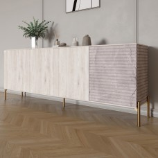 Комод на золотых металлических ножках LION Грей 204x38x76,5 см Самоа Дымчатый/Камень (LION-042691)