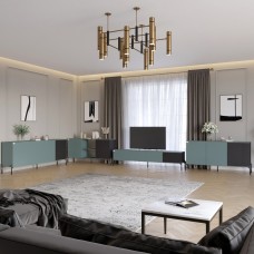 Комплект модульный для гостиной LION Грей 4 элемента с черными металлическими ножками Гранит серый/Асфальт (LION-042707)