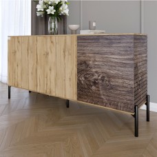 Комод закрыт в гостиную на черных металлических ножках LION Грей 154x38x76,5 см Дуб Аппалачи/Дерево (LION-041778)