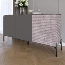 Комод закрыт в гостиную на черных металлических ножках LION Грей 154x38x76,5 см Антрацит/Камень (LION-041788)