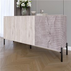 Комод закрыт в гостиную на черных металлических ножках LION Грей 154x38x76,5 см Самоа Дымчатый/Камень (LION-041801)