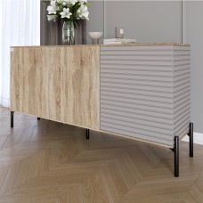 Комод закрыт в гостиную на черных металлических ножках LION Грей 154x38x76,5 см Дуб сонома/Кашемир (LION-041812)