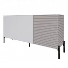 Комод закрыт в гостиную на черных металлических ножках LION Грей 154x38x76,5 см Нимфея Альба (белый)/Кашемир (LION-041814)