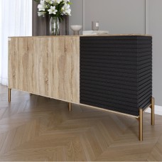 Комод закрыт в гостиную на золотых металлических ножках LION Грей 154x38x76,5 см Дуб сонома/Асфальт (LION-041827)
