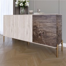 Комод закрыт в гостиную на золотых металлических ножках LION Грей 154x38x76,5 см Самоа Дымчатый/Дерево (LION-041846)