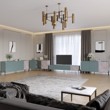 Комплект модульный для гостиной LION Грей 4 элемента с черными металлическими ножками Гранит серый/Камень (LION-042828)