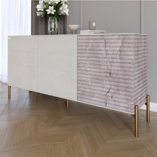 Комод закрытый в гостиную на золотых металлических ножках LION Грей 154x38x76,5 см Бетон Style/Камень (LION-041849)