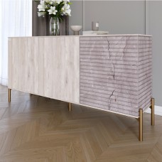 Комод закрытый в гостиную на золотых металлических ножках LION Грей 154x38x76,5 см Самоа Дымчатый/Камень (LION-041861)