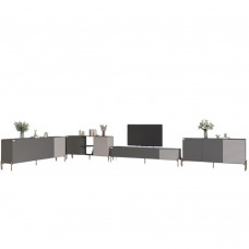 Комплект модульный для гостиной LION Грей 4 элемента с золотыми металлическими ножками Антрацит/Кашемир (LION-042841)