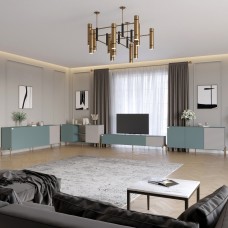 Комплект модульный для гостиной LION Грей 4 элемента с золотыми металлическими ножками Гранит серый/Кашемир (LION-042859)