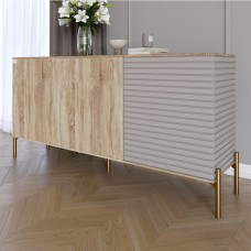 Комод закрытый в гостиную на золотых металлических ножках LION Грей 154x38x76,5 см Дуб сонома/Кашемир (LION-041872)
