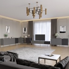 Комплект модульный для гостиной LION Грей 4 элемента с золотыми металлическими ножками Антрацит/Асфальт (LION-042885)